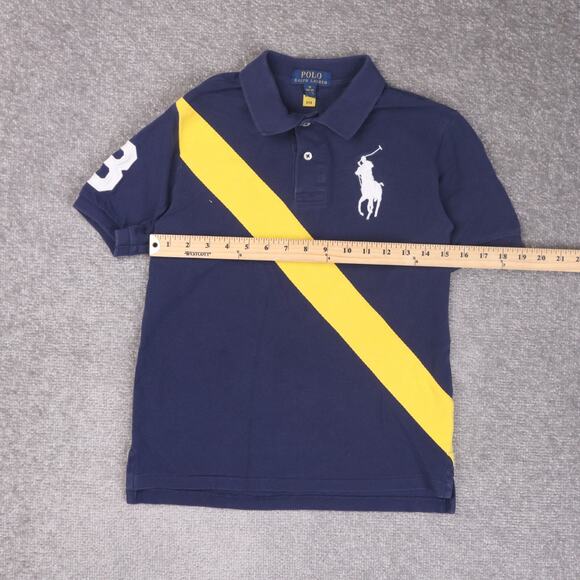 Polo Ralph Lauren Embroidered Youth Medium Blue Yellow Short Sleeve Polo Shirt - Picture 4 of 9